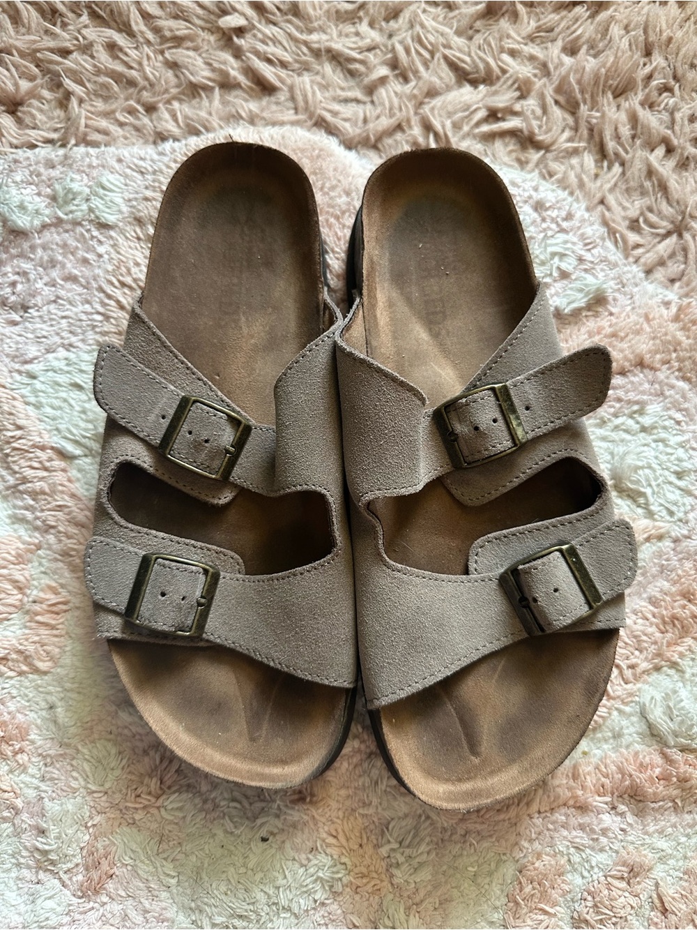White mountain platform buckled suede sandals
